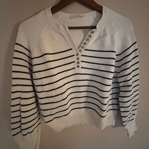 Sezane Leontine Sweater - Ecru with Navy Stripes Size M